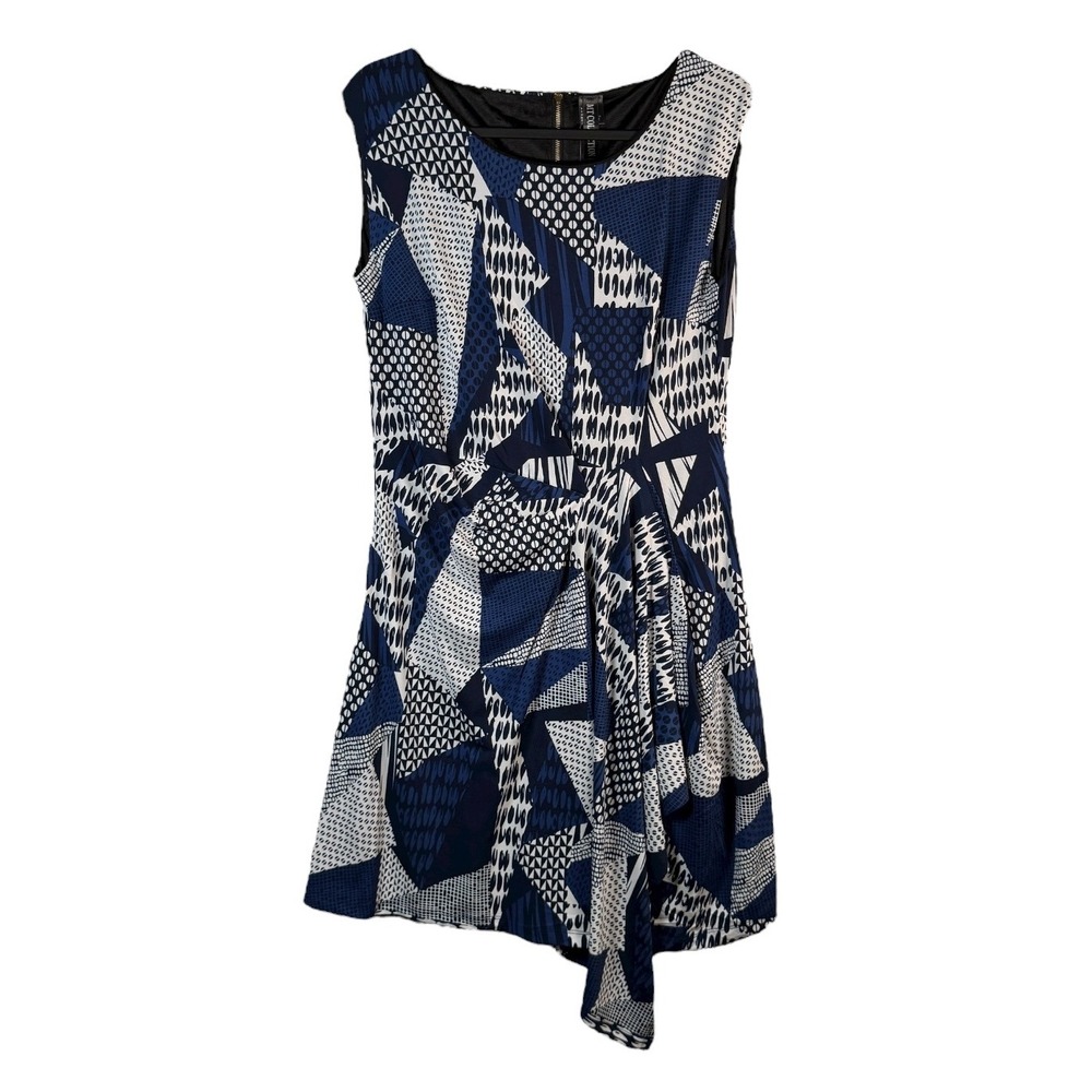 MT Collection NWT XL Blue White Geometric Print Sleeveless Dress Women's
